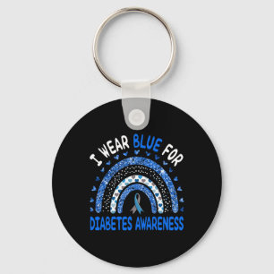 Ich trage Blau für Diabetes Awareness Rainbow Men  Schlüsselanhänger