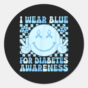 Ich trage Blau für Diabetes-Bewusstsein Druck Runder Aufkleber