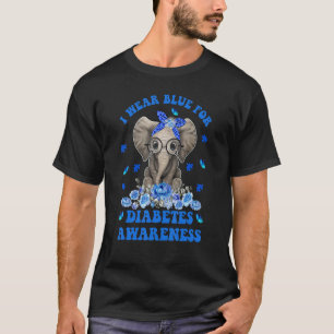 Ich trage Blau für Diabetes-Bewusstsein Elephant W T-Shirt