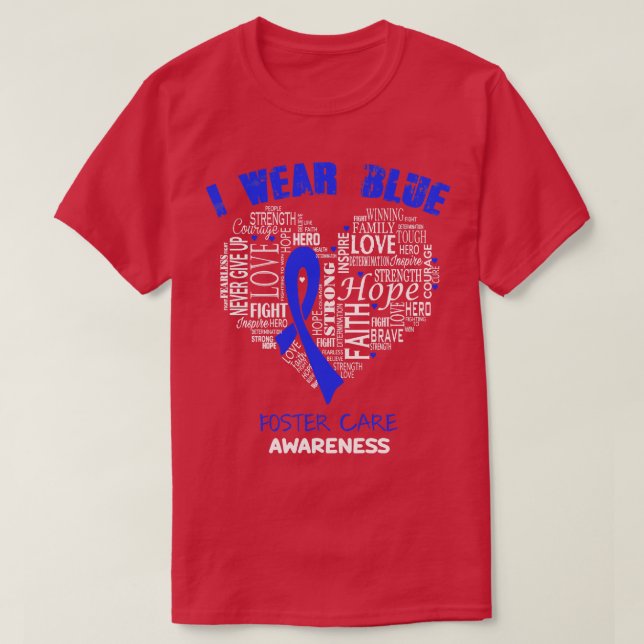 Ich trage Blau für die Pflege Bewusstsein Glaube H T-Shirt (Design vorne)