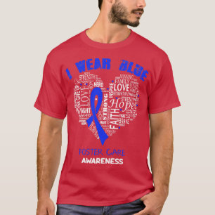 Ich trage Blau für die Pflege Bewusstsein Glaube H T-Shirt