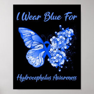 Ich trage Blau für Hydrocephalus Poster