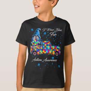 Ich trage blau für LKW-Gnome Autismus T-Shirt