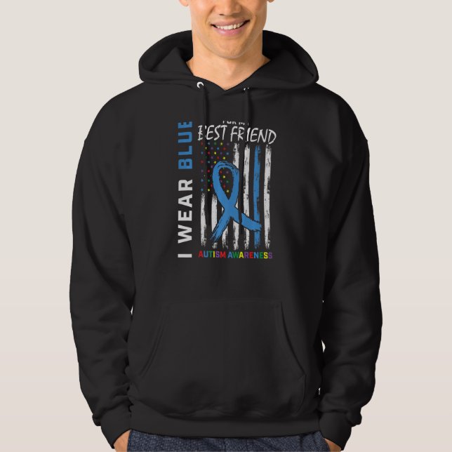 Ich trage Blau für mein bester Freund Autismus Awa Hoodie (Vorderseite)
