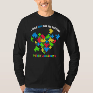 Ich trage Blau für mein Bruderherz Puzzle Autismus T-Shirt