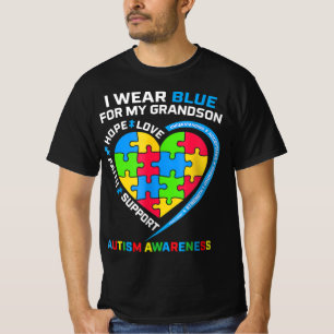 Ich trage Blau für mein Enkel Autismus Bewusstsein T-Shirt