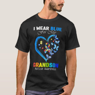 Ich trage Blau für mein Enkel Autismus Bewusstsein T-Shirt