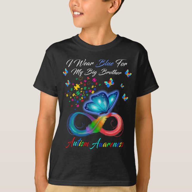 Ich trage Blau für mein großes Bruder-Autismus-Bew T-Shirt (Vorderseite)