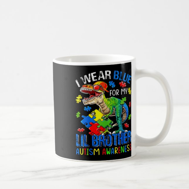 Ich trage Blau für mein Lil Brother Autismus Bewus Kaffeetasse (Rechts)