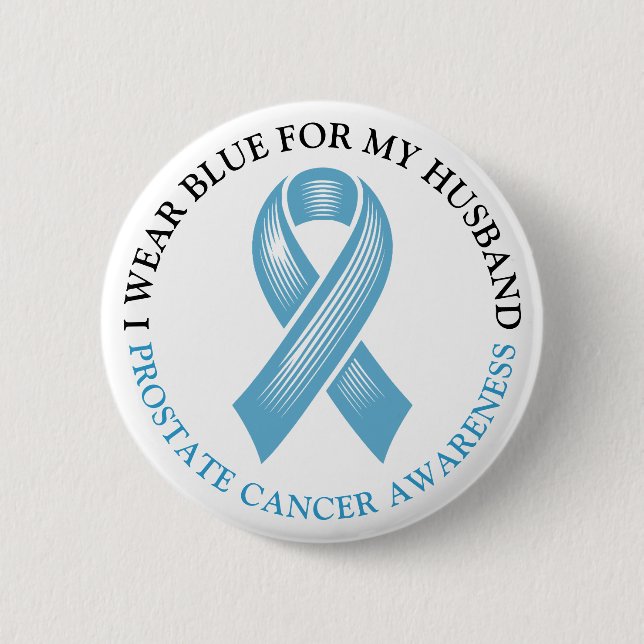 Ich trage Blau für mein männliches Prostatakrebsba Button (Vorderseite)