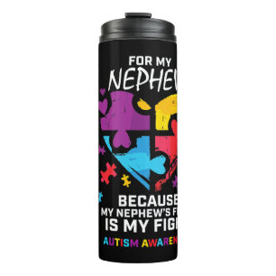 Ich trage blau für mein Neffe-Autismus-Bewusstsein Thermosbecher