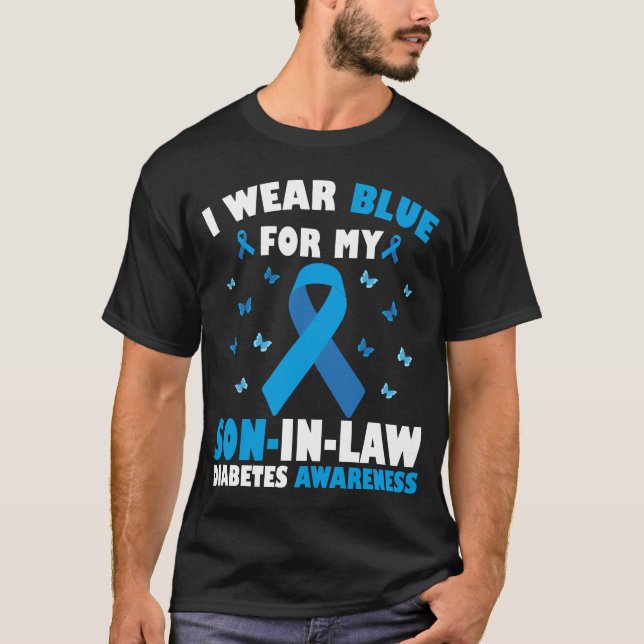 Ich trage Blau für mein Schwiegersohn-Diabetes-Bew T-Shirt (Vorderseite)