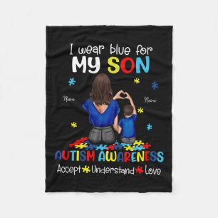 Ich trage Blau für mein Sohn Autismus Bewusstsein  Fleecedecke