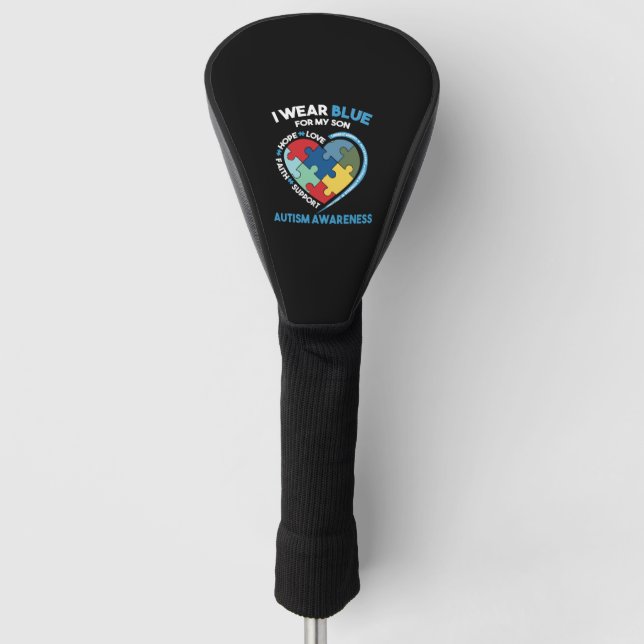 Ich trage Blau für mein Sohn Autismus Bewusstsein Golf Headcover (Vorderseite)