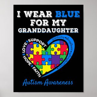 Ich trage Blau für meine Großtochter Autismus Oma  Poster