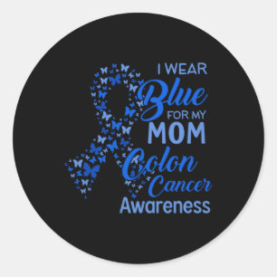 Ich trage Blau für meine Mama Colon Cancer Awarene Runder Aufkleber