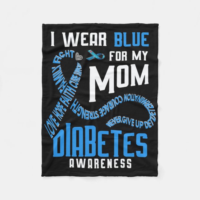 Ich trage Blau für meine Mama Diabetes-Bewusstsein Fleecedecke (Vorderseite)