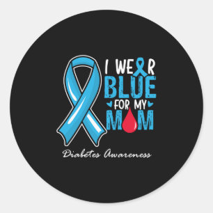Ich trage Blau für meine Mama Diabetes-Bewusstsein Runder Aufkleber
