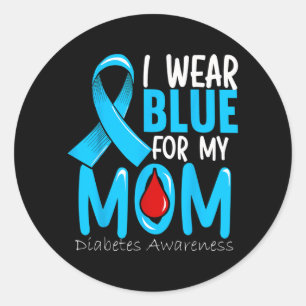 Ich trage Blau für meine Mutter - Diabetes-Bewusst Runder Aufkleber