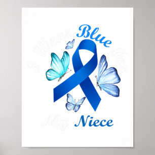 Ich trage Blau für meine Nichte Butterfly Diabetes Poster