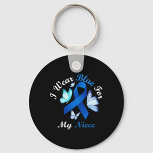 Ich trage Blau für meine Nichte Butterfly Diabetes Schlüsselanhänger