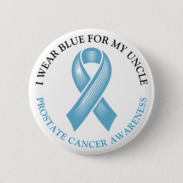 Ich trage Blau für meine Onkel Prostatakrebsband Button (Vorderseite)