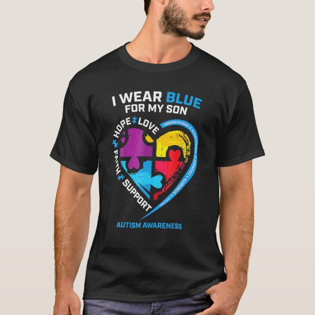 Ich trage Blau für meine Sohn-Autismus-Sensibilisi T-Shirt (Vorderseite)