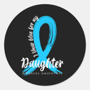 Ich trage Blau für meine Tochter Diabetes Awarenes Runder Aufkleber