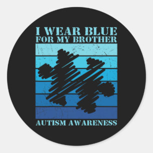Ich trage Blau für meinen Bruder Autistische Kinde Runder Aufkleber