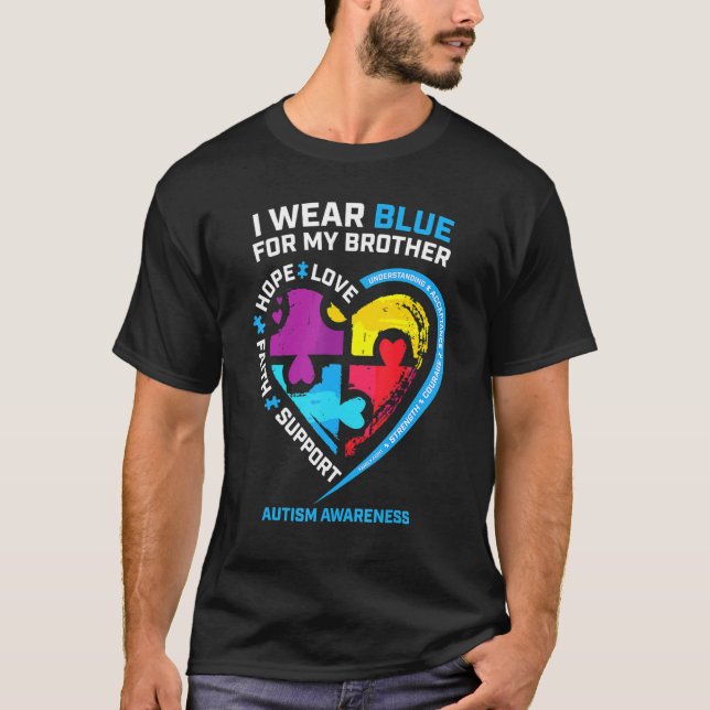 Ich trage Blau für meinen Bruder Kinder Autismus B T-Shirt (Vorderseite)