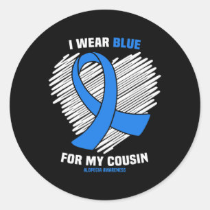 Ich trage Blau für meinen Cousin Alopezie Awarenes Runder Aufkleber