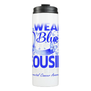 Ich trage Blau für meinen Cousin Kolorektalkarzino Thermosbecher