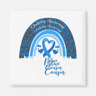 Ich trage Blau für meinen Cousin Rainbow Leopard D Magnet