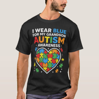 Ich trage Blau für meinen Enkel Autismus-Bewusstse T-Shirt