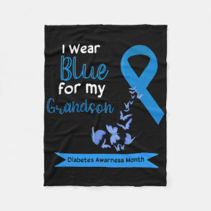 Ich trage Blau für meinen Enkel Diabetes Awareness Fleecedecke