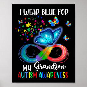 Ich trage Blau für meinen Großmutter Autismus Awar Poster