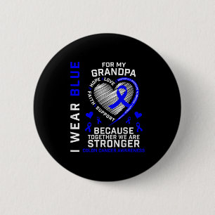 Ich trage Blau für meinen Opa Colon Cancer Awarene Button