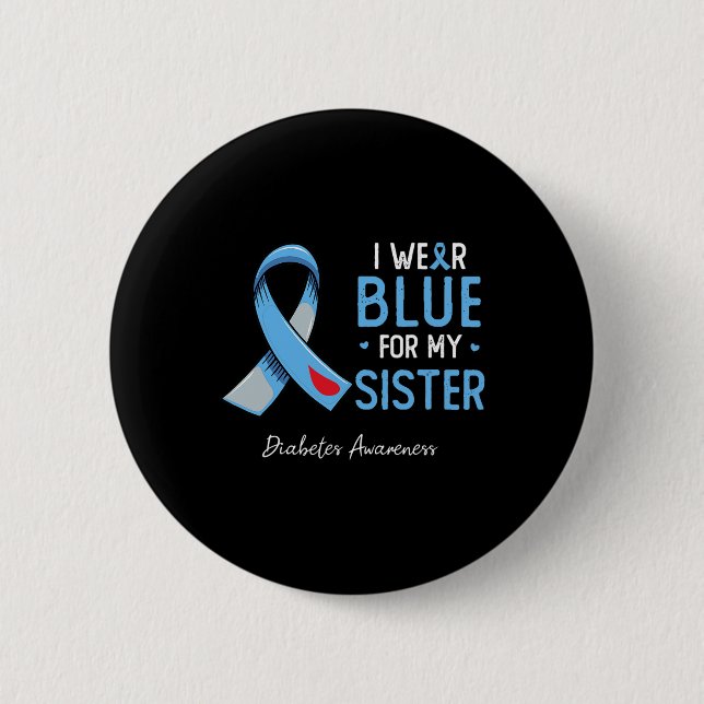 Ich trage Blau für meinen Schwestermonat Button (Vorderseite)