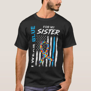 Ich trage Blau für meinen Schwestern American Flag T-Shirt