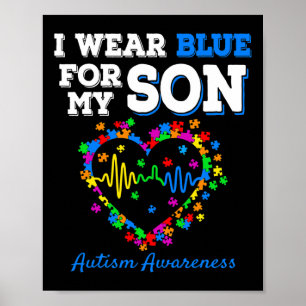 Ich trage Blau für meinen Sohn Autism Awareness Da Poster