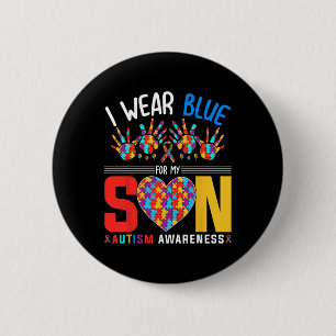 Ich trage Blau für meinen Sohn Autism Awareness Pu Button