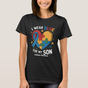 Ich trage Blau für meinen Sohn Autism Mutter Autis T-Shirt