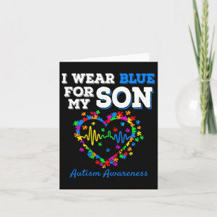 Ich trage Blau für meinen Sohn Autismus Bewusstsei Karte