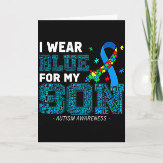Ich trage Blau für meinen Sohn Autismus-Bewusstsei Karte