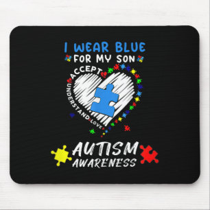 Ich trage Blau für meinen Sohn Autismus Bewusstsei Mousepad