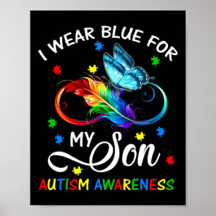 Ich trage Blau für meinen Sohn Autismus Bewusstsei Poster