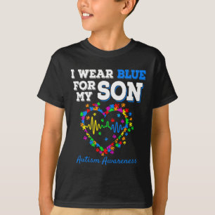 Ich trage Blau für meinen Sohn Autismus Bewusstsei T-Shirt