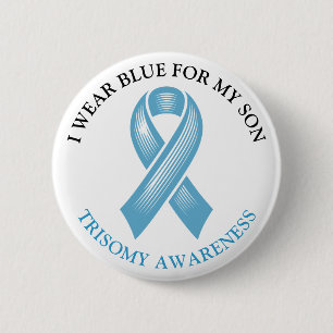 Ich trage Blau für meinen Sohn   Trisomie Button