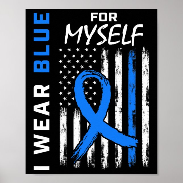 Ich trage Blau für mich selbst Diabetes Bewusstsei Poster (Vorne)