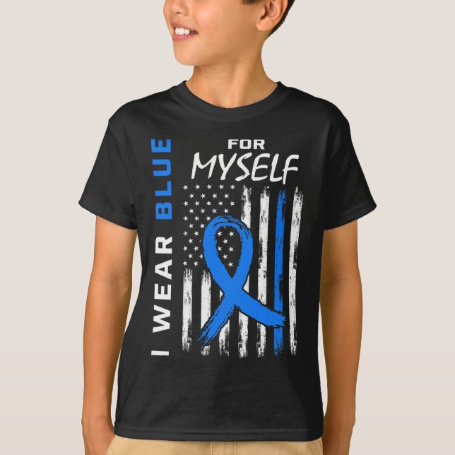 Ich trage Blau für mich selbst Diabetes Bewusstsei T-Shirt (Vorderseite)